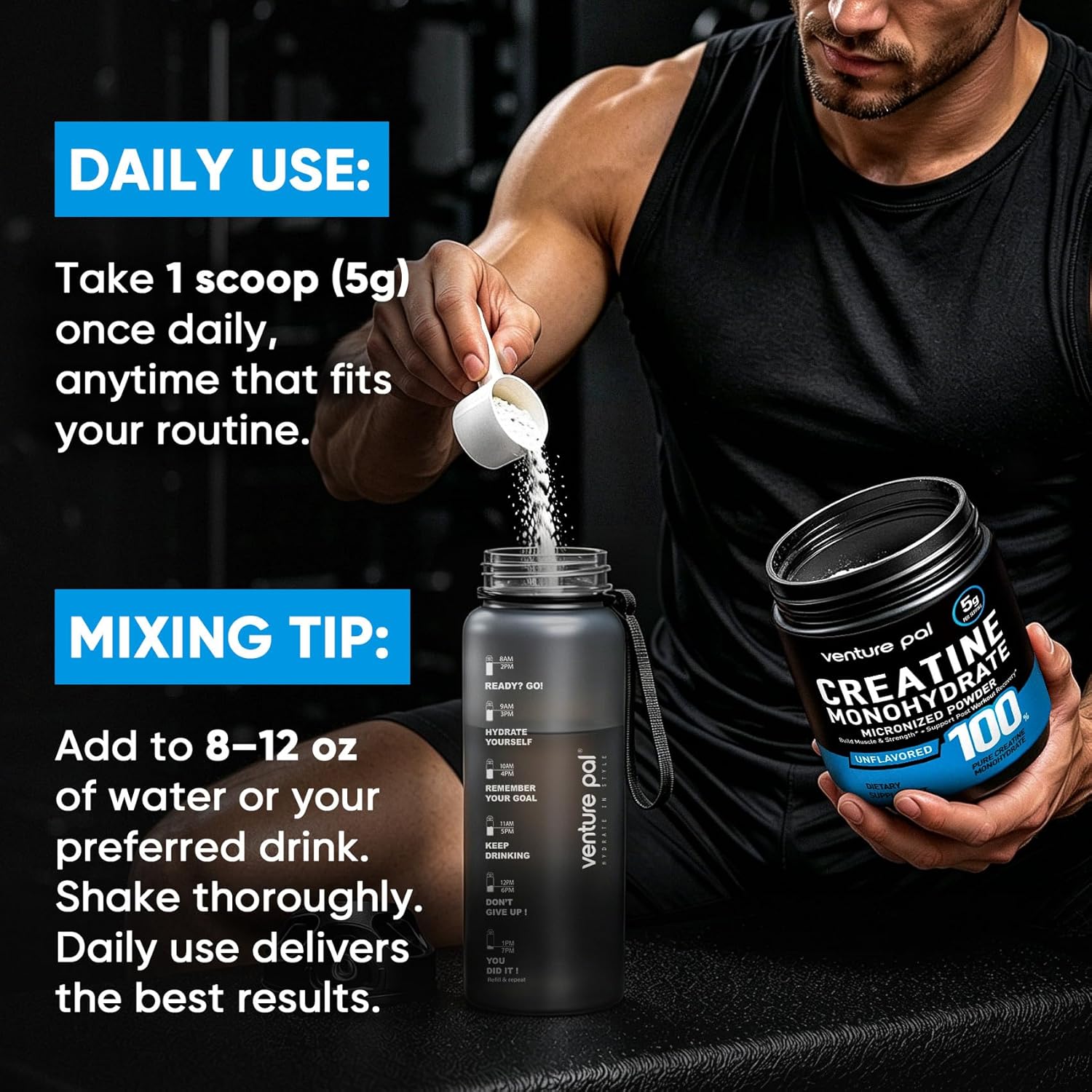 Venture Pal Creatine Monohydrate Powder – Clean-Label Supplement Free of Fillers and Additives