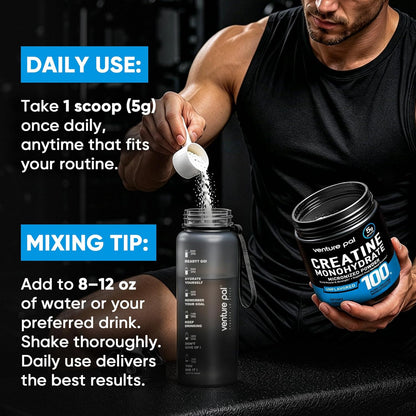 Venture Pal Creatine Monohydrate Powder – Clean-Label Supplement Free of Fillers and Additives