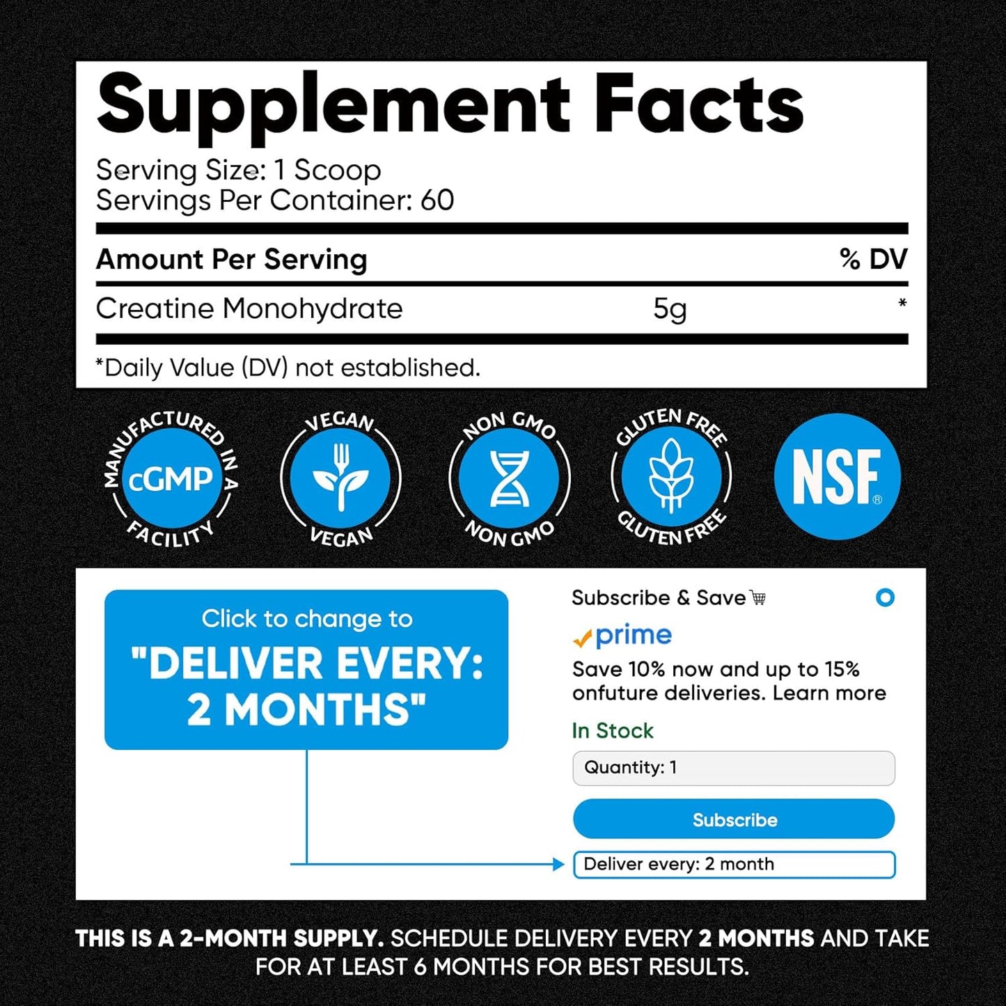 Venture Pal Creatine Monohydrate Powder – Clean-Label Supplement Free of Fillers and Additives