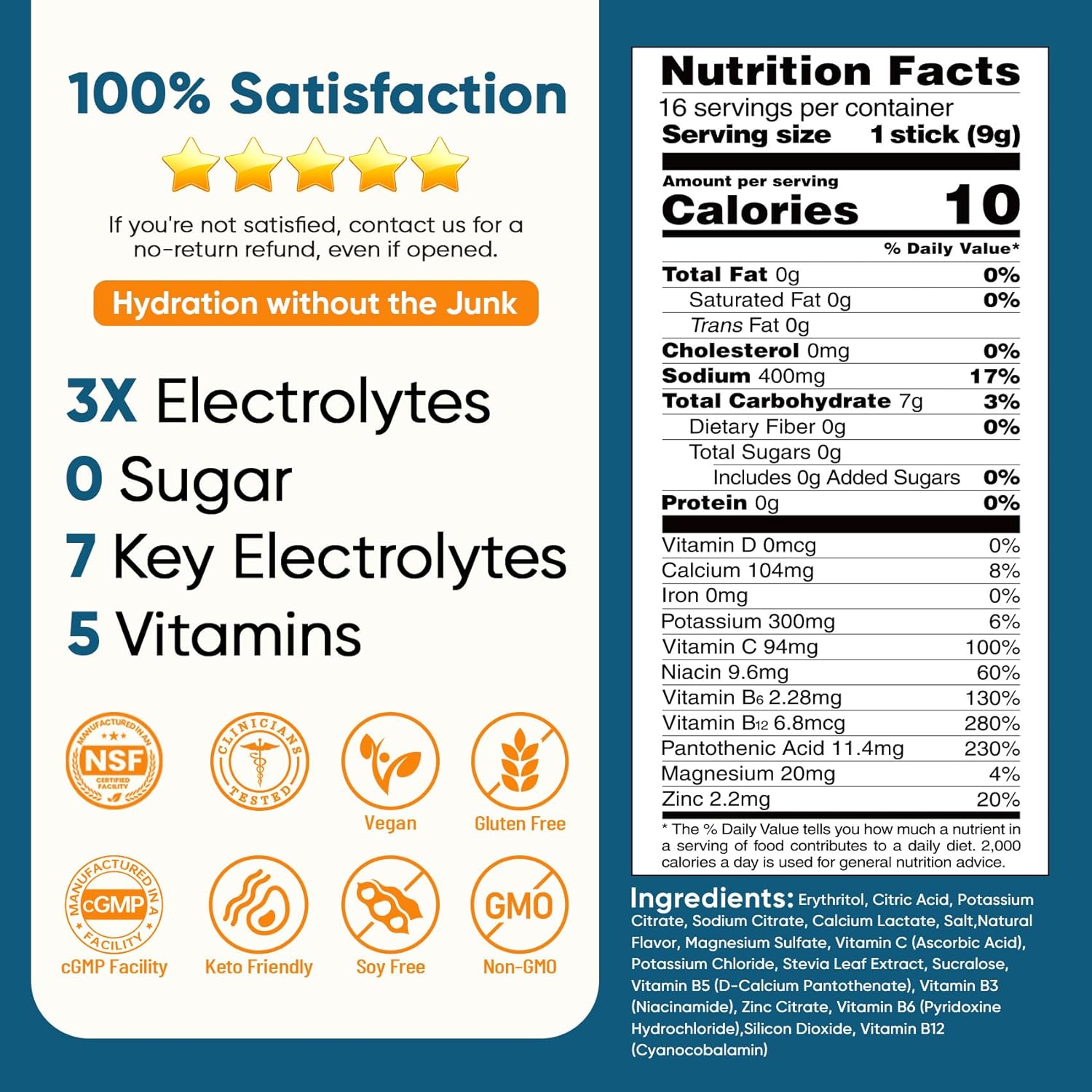 Venture Pal Electrolyte Drink Mix – Calming Post-Workout Recovery & Bedtime Hydration, Sugar-Free Vegan Powder Packets