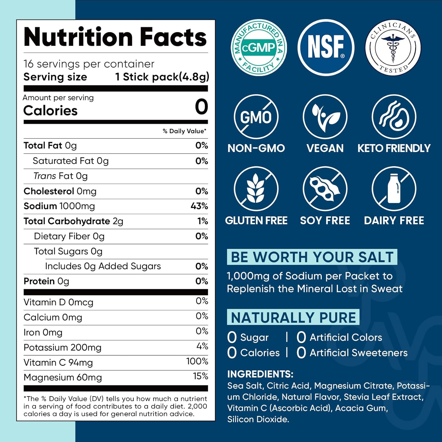 Venture Pal Electrolyte Powder Sticks – Clean Hydration Choice Free from Sugar, Gluten, Soy and Dairy
