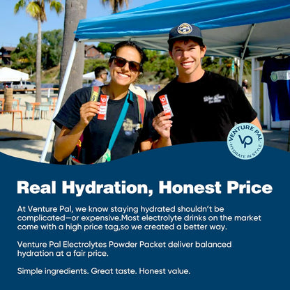 Venture Pal Electrolyte Powder Sticks – Clean Hydration Choice Free from Sugar, Gluten, Soy and Dairy