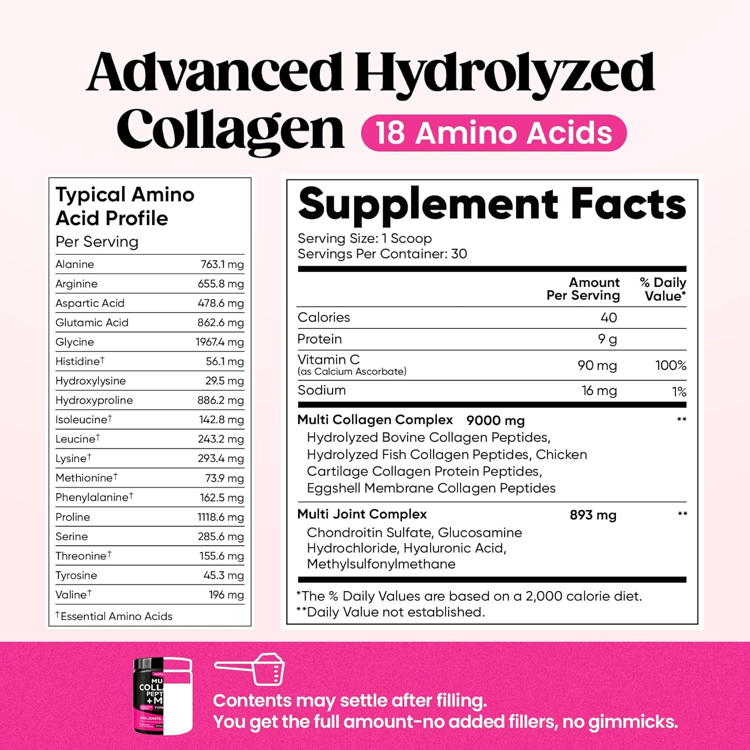 Venture Pal Multi Collagen Powder – Self-Care Supplement for Her Morning Routine, Hair Skin Nail Renewal