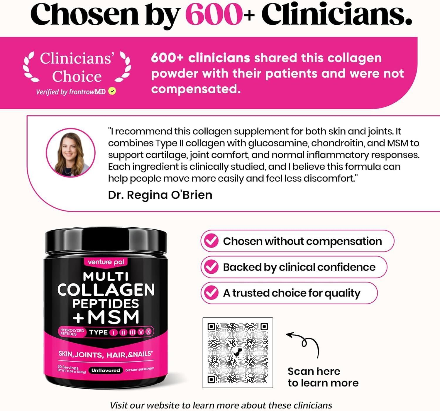 Venture Pal Multi Collagen Powder – Self-Care Supplement for Her Morning Routine, Hair Skin Nail Renewal