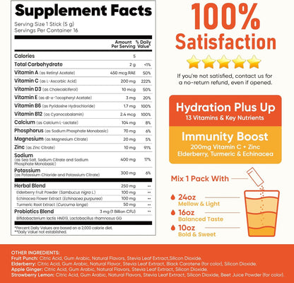 Venture Pal Sugar-Free Hydration + Immune Support Powder – Self-Care Hydration Ritual for Home Wellness, with 7 Electrolytes, 6 Vitamins & Probiotics