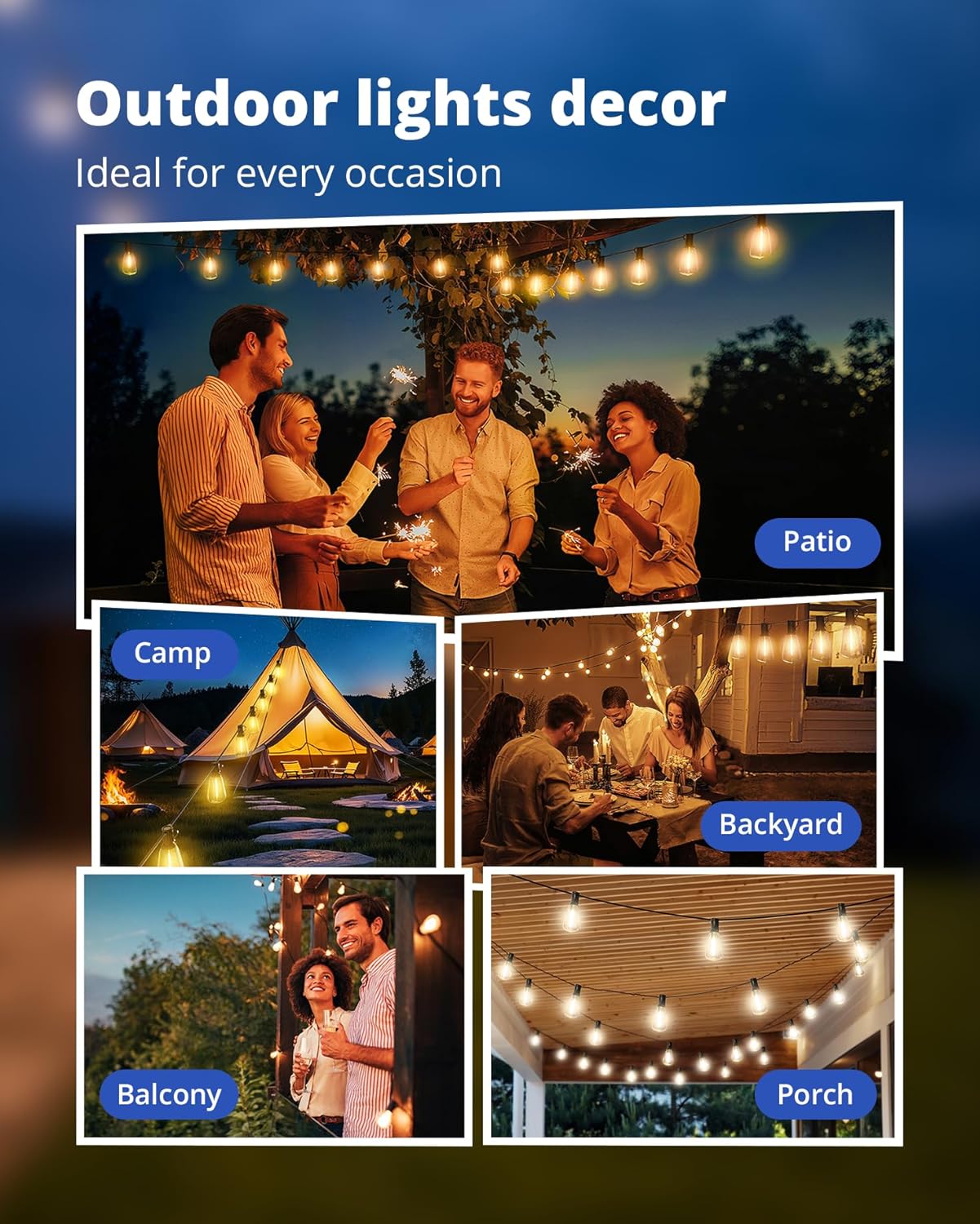 VIPAR LED Hanging Lights – Shatterproof ST38 Vintage Bulbs Creating Ambient Glow for Sunroom, Den, and Reading Nook