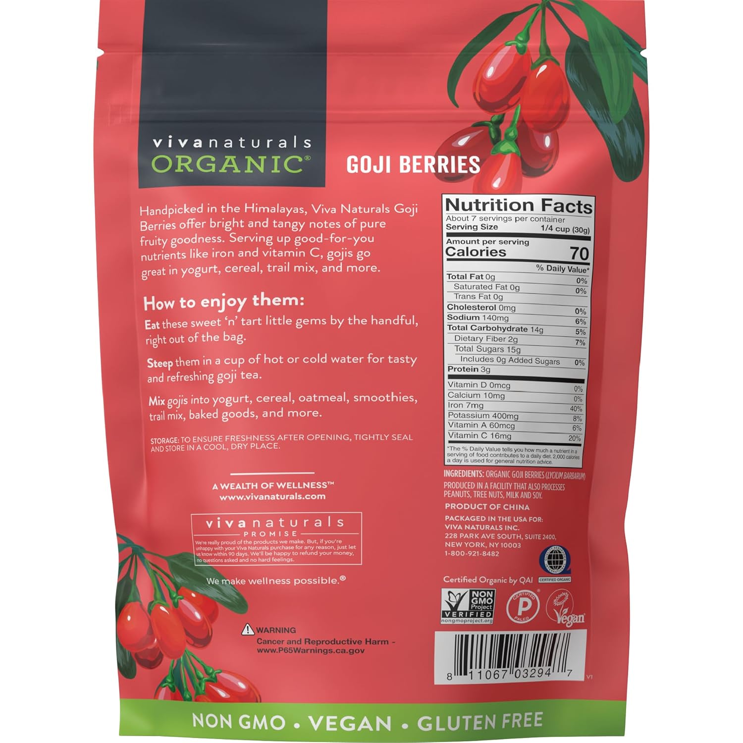Viva Naturals Himalayan Wolfberries – Housewarming Gift for Health-Conscious Hosts and Wellness-Obsessed Friends, 16 oz