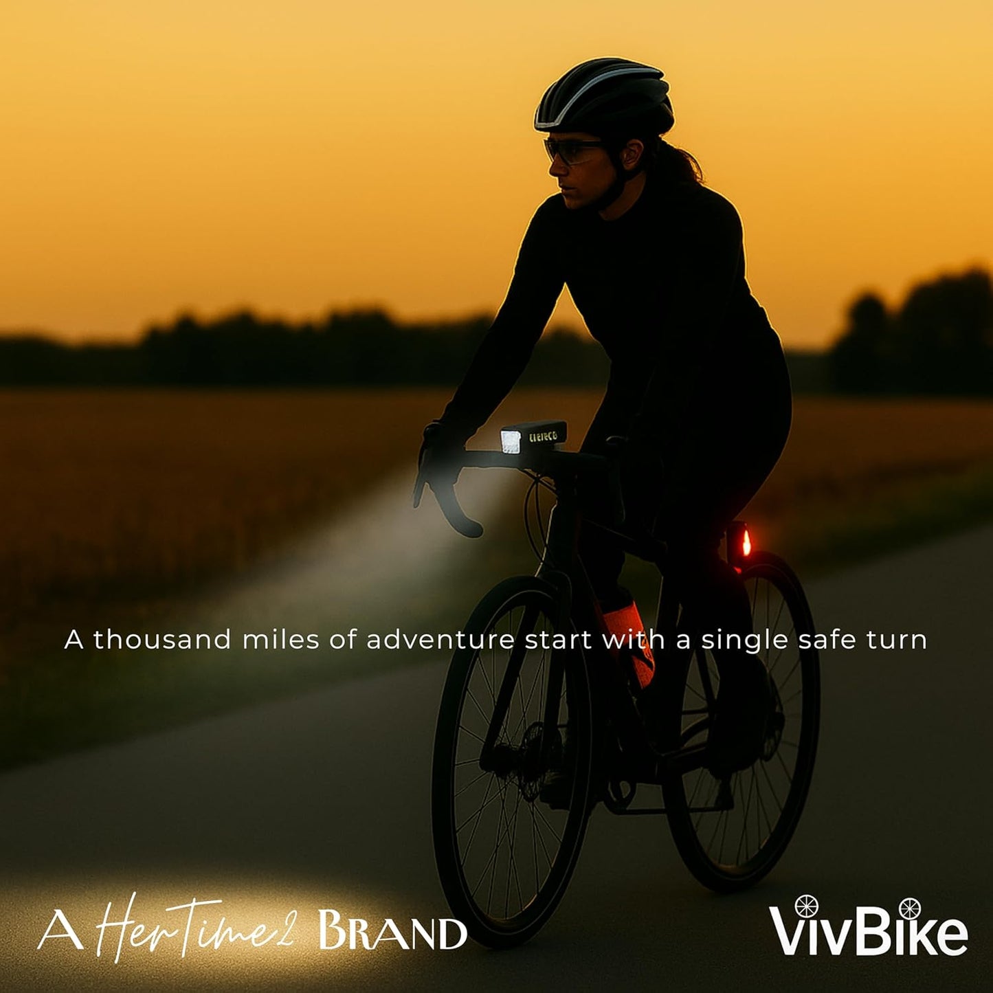 VivBike USB Bike Light Combo – 10-Hour Runtime Headlight and Tail Light for a Full Work Week of Cycling