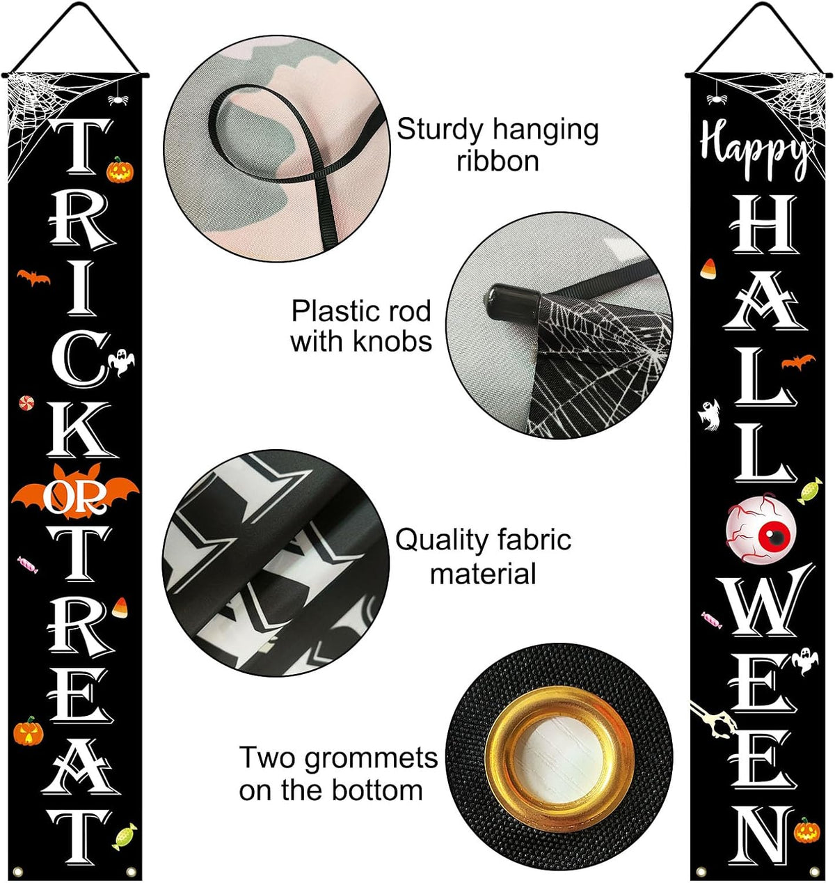 wall mount / hang-anywhere mounting with classic black halloween icon pattern