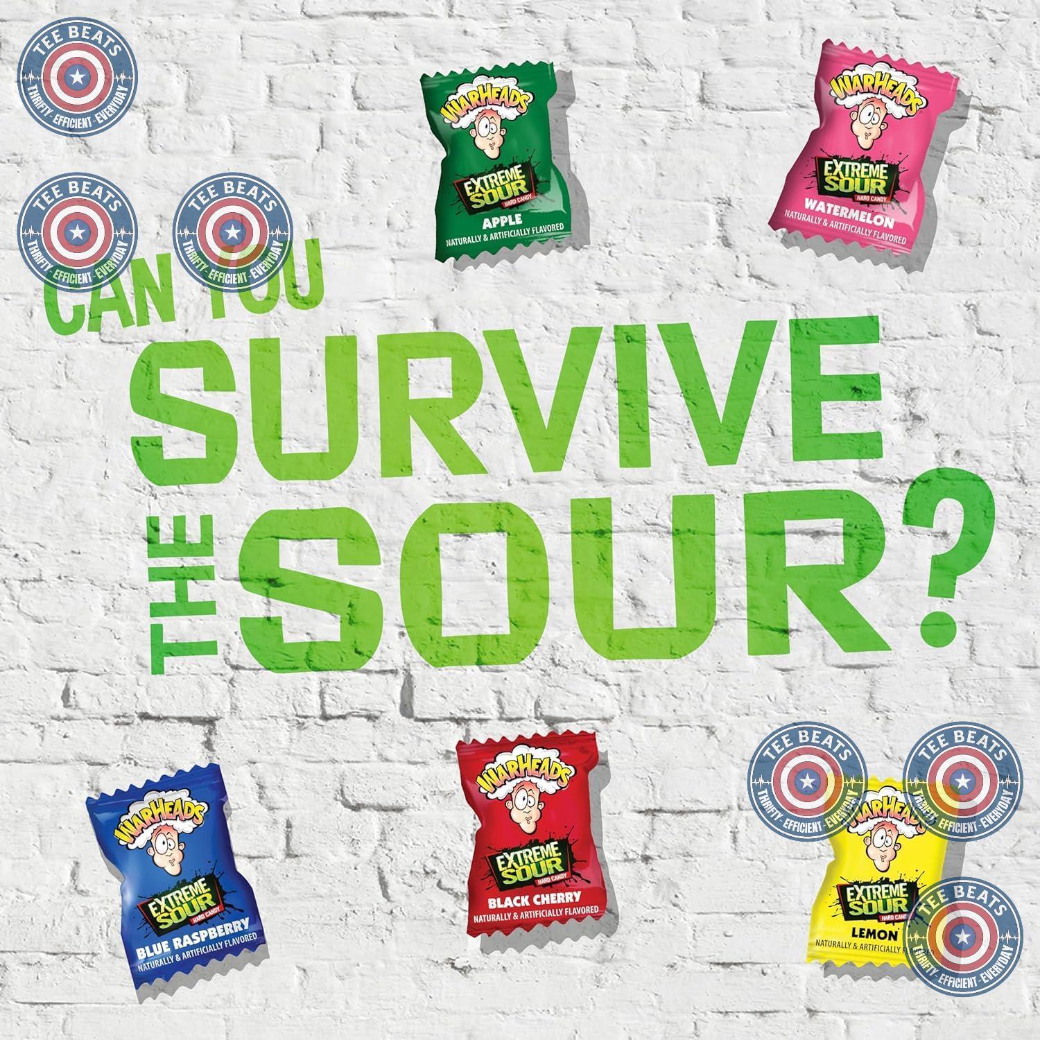 WARHEADS Extreme Sour Hard Candy Individually Wrapped 2 oz Bag for Kids Birthday Party Favor Bags and Lunchboxes