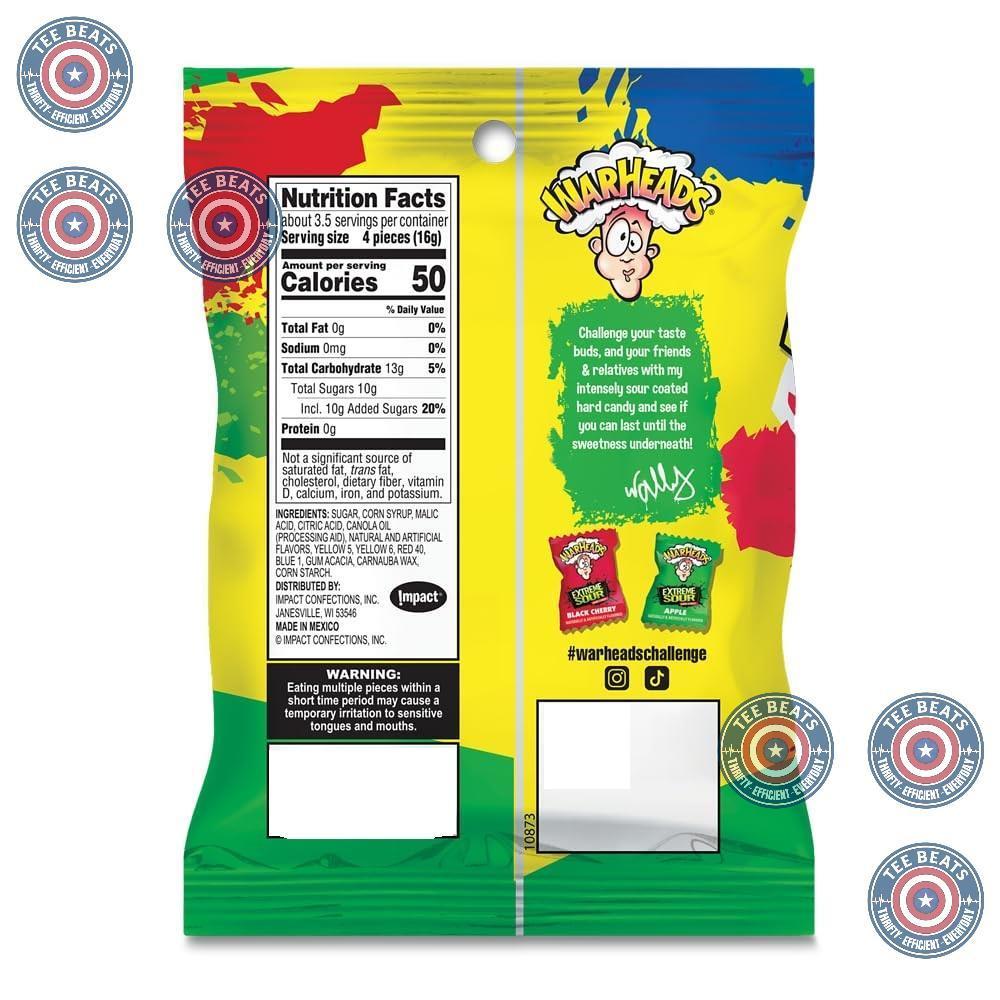 WARHEADS Sour Candy for Office Break Room and Conference Room Jars - Assorted Flavor Variety - 3 Pack