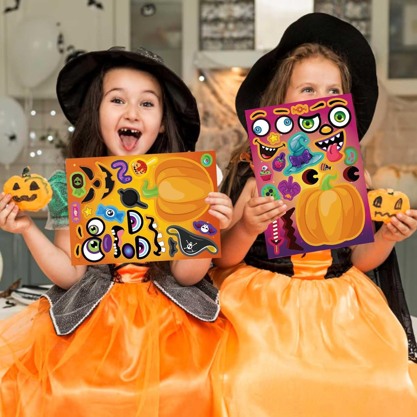 WATINC Glitter Pumpkin Stickers – Stick-On Seasonal Accent for Mantel, Stair Risers, and Party Backdrop