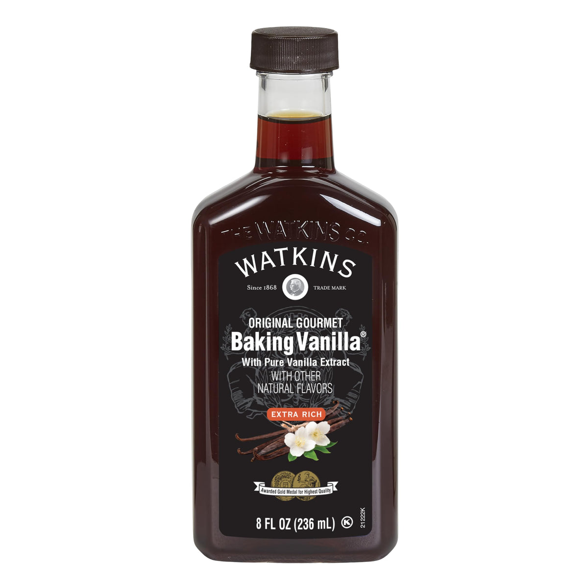 Watkins All Natural Original Gourmet Baking Vanilla with Pure Extract, 8 fl. oz. Bottle, 1-Pack