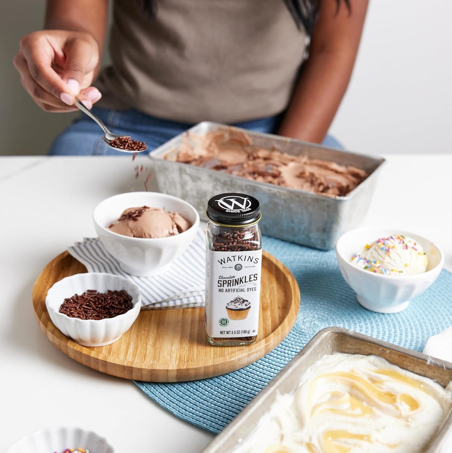 Watkins Chocolate Sprinkles – Less Is More Dessert Decoration in Glass Jar