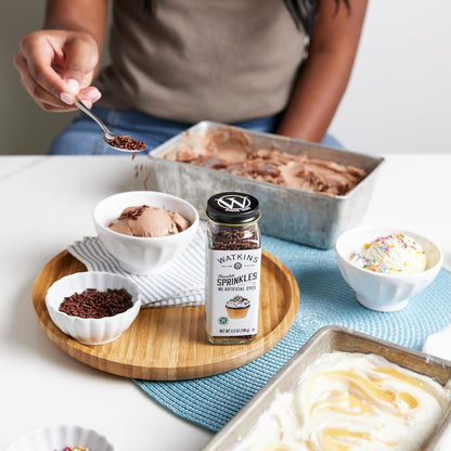 Watkins Chocolate Sprinkles – Less Is More Dessert Decoration in Glass Jar