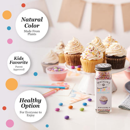 Watkins Gourmet Decorating Sprinkles – One Clean Ingredient Rainbow Nonpareils for Clutter Free Kitchen Pantry Storage