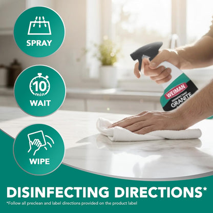 Weiman Disinfectant Granite Daily Clean & Shine – Pet- and Child-Friendly Stone Sanitizer for Home Countertops and Floors