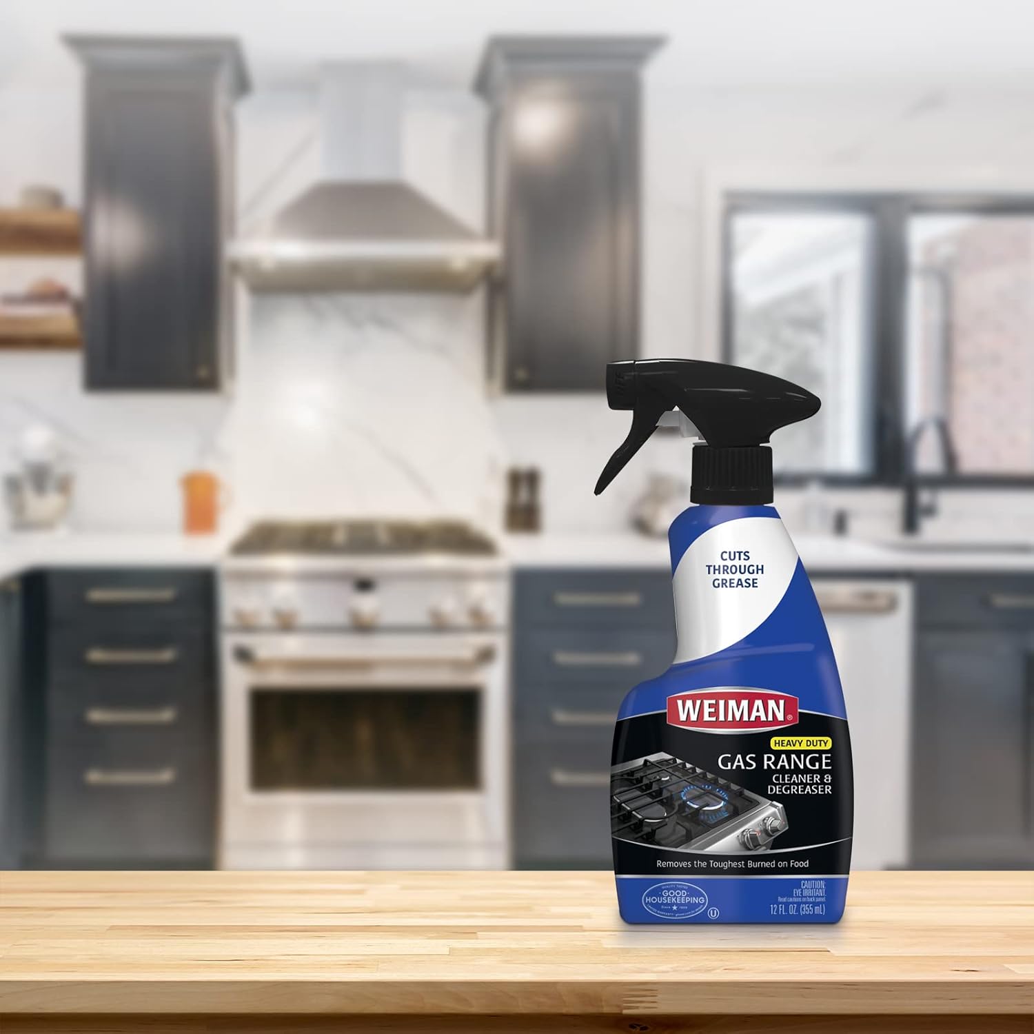Weiman Gas Range Cleaner and Degreaser – Fume-Free Heavy Duty Degreaser for Family Kitchens, Removes Baked-On Grease