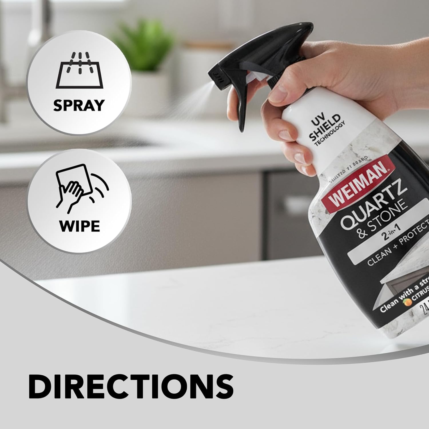 Weiman Quartz Countertop Cleaner and Polish — Fresh Citrus Scent for a Cleaner, Calmer Kitchen