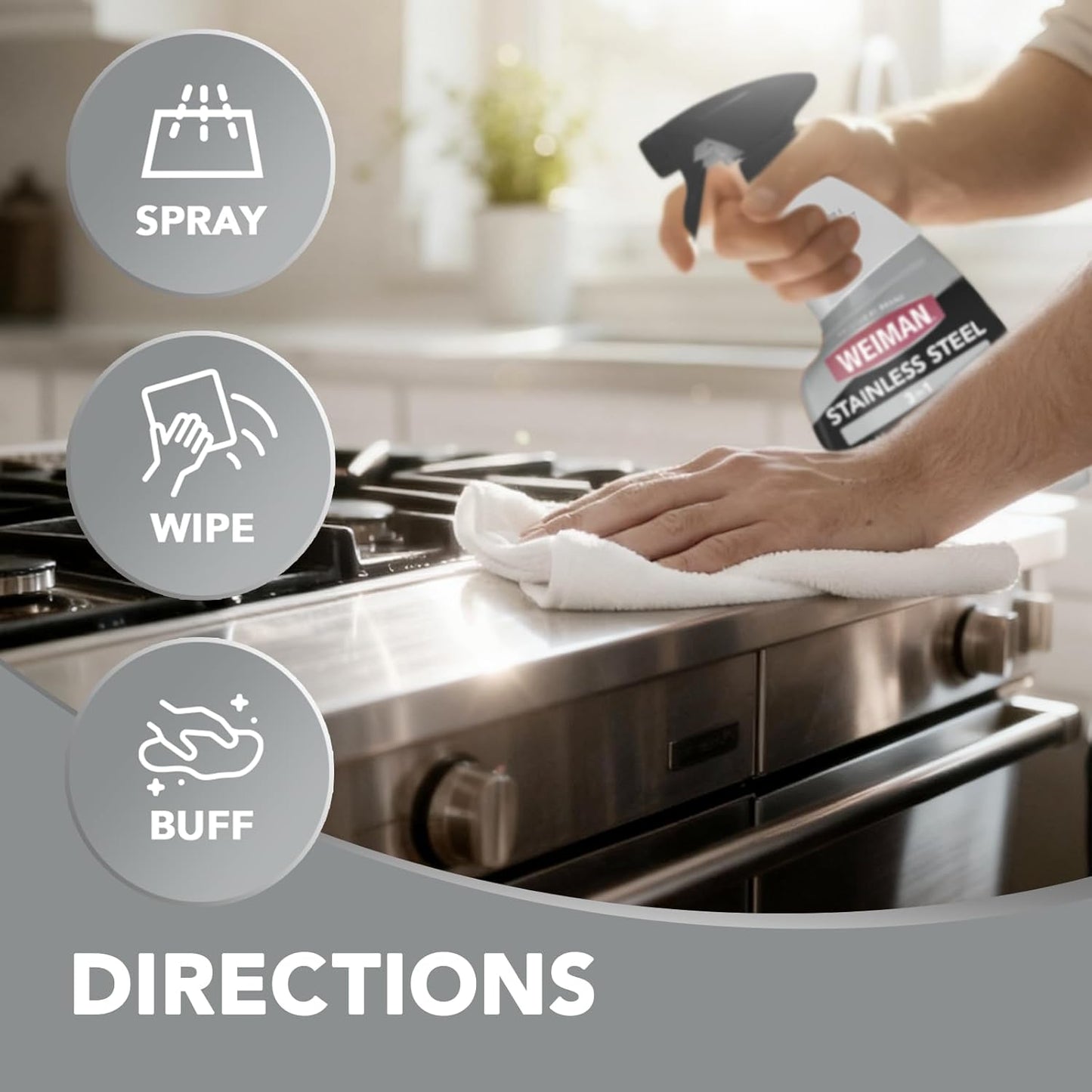 Weiman Stainless Steel Cleaner & Polish – Intentional Living Polish, One Product for Every Stainless Surface