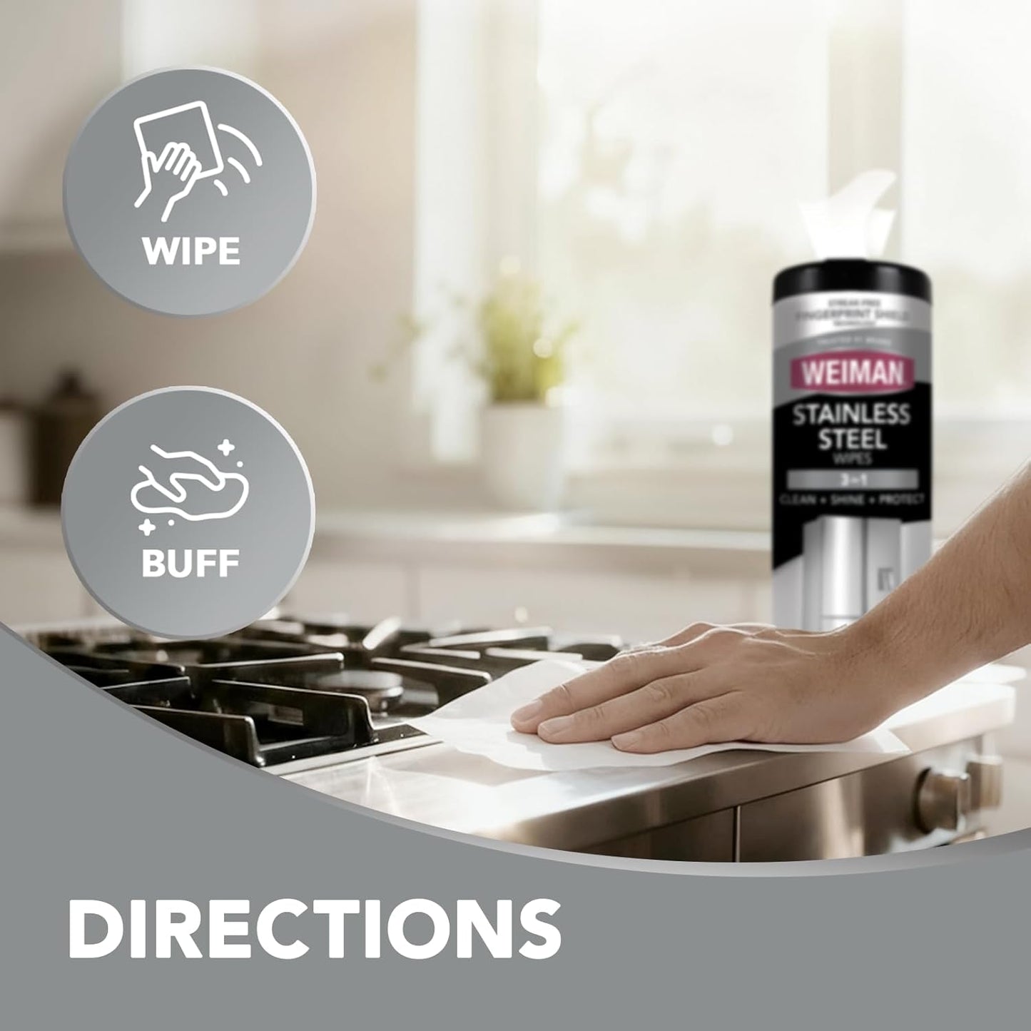 Weiman Stainless Steel Cleaner Wipes - One Simple Canister for Every Stainless Surface, No Clutter, No Extra Sprays