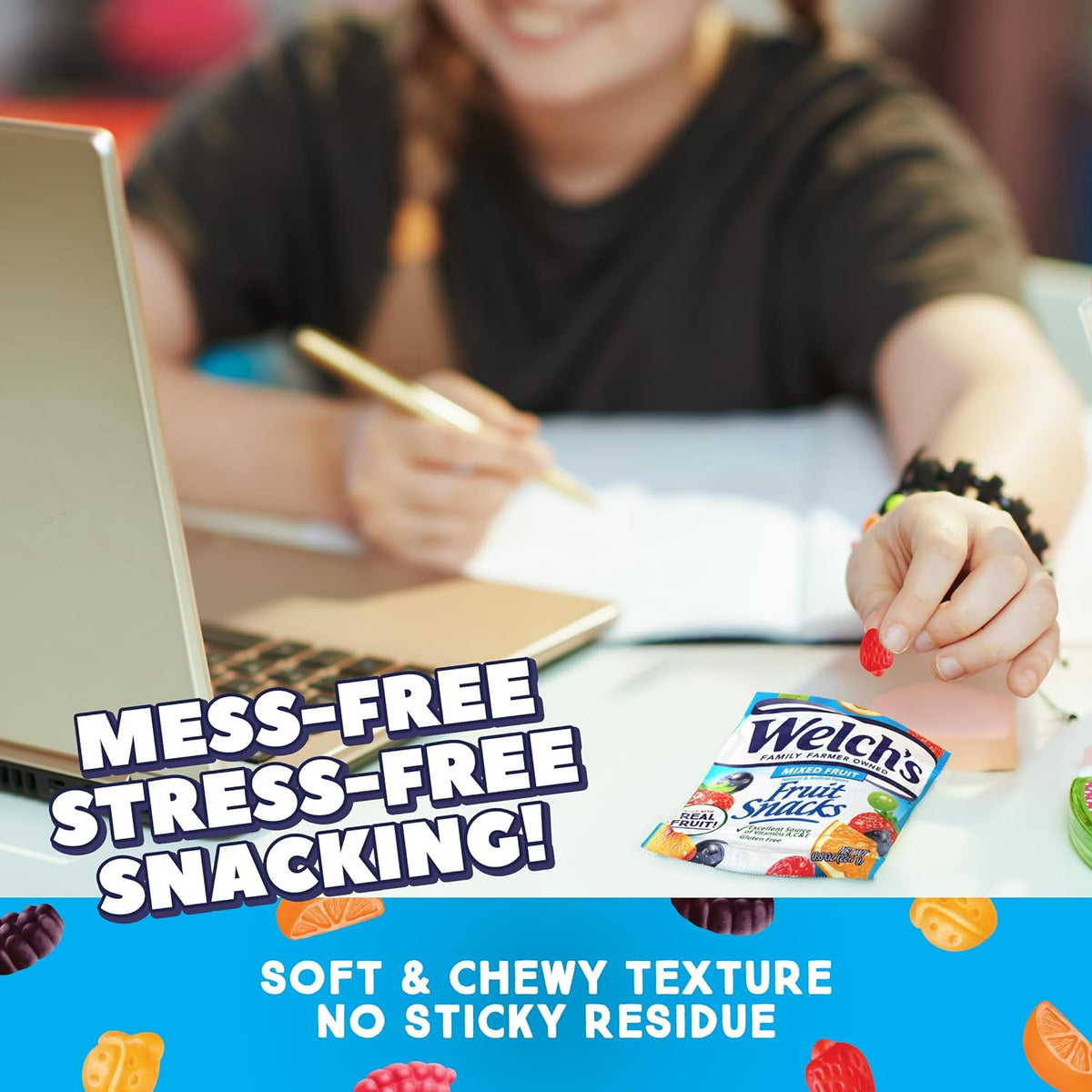 Welch's Fruit Snacks Mixed Fruit & Summer Variety – Toddler-Safe Soft Chewy Snack Pouches for Lunchboxes, Sports Goodie Bags & After-School Snacks, 60 Pack