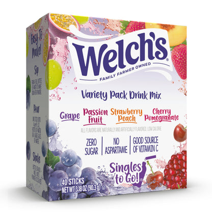 Welch's Singles To Go Drink Mix Variety Packs - Zero Calorie Powder Sticks as a Practical Valentine's Day and Thank You Gift