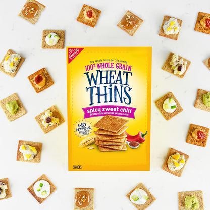 Wheat Thins Spicy Sweet Chili Crackers – Durable Boxed Snack for Potlucks, Open-Air Entertaining, and Tailgate Spreads, 8.5 oz