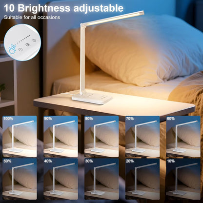 White crown Dimmable Warm Table Lamp – Eye-Care Night Light for Bedtime Reading and Mindful Evenings