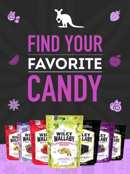 Wiley Wallaby Classic Licorice – Road Trip Candy for the Passenger Seat, Portable 7.05 oz Bag