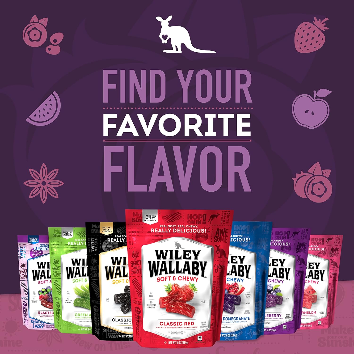 Wiley Wallaby Licorice 10 Ounce Classic Gourmet Soft & Chewy Australian Blasted Berry Candy Twists – Portable Vegan Candy for Picnics, Patio Snacking, and Park Outings