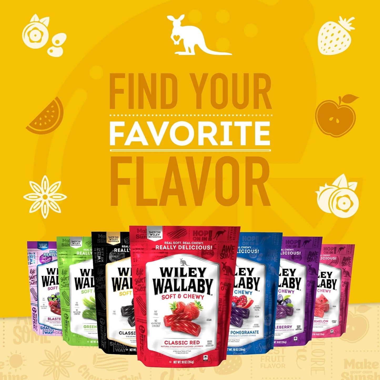Wiley Wallaby Licorice – Portable Lemonade Licorice Pouch for Picnics, Patio Parties, and Park Outings