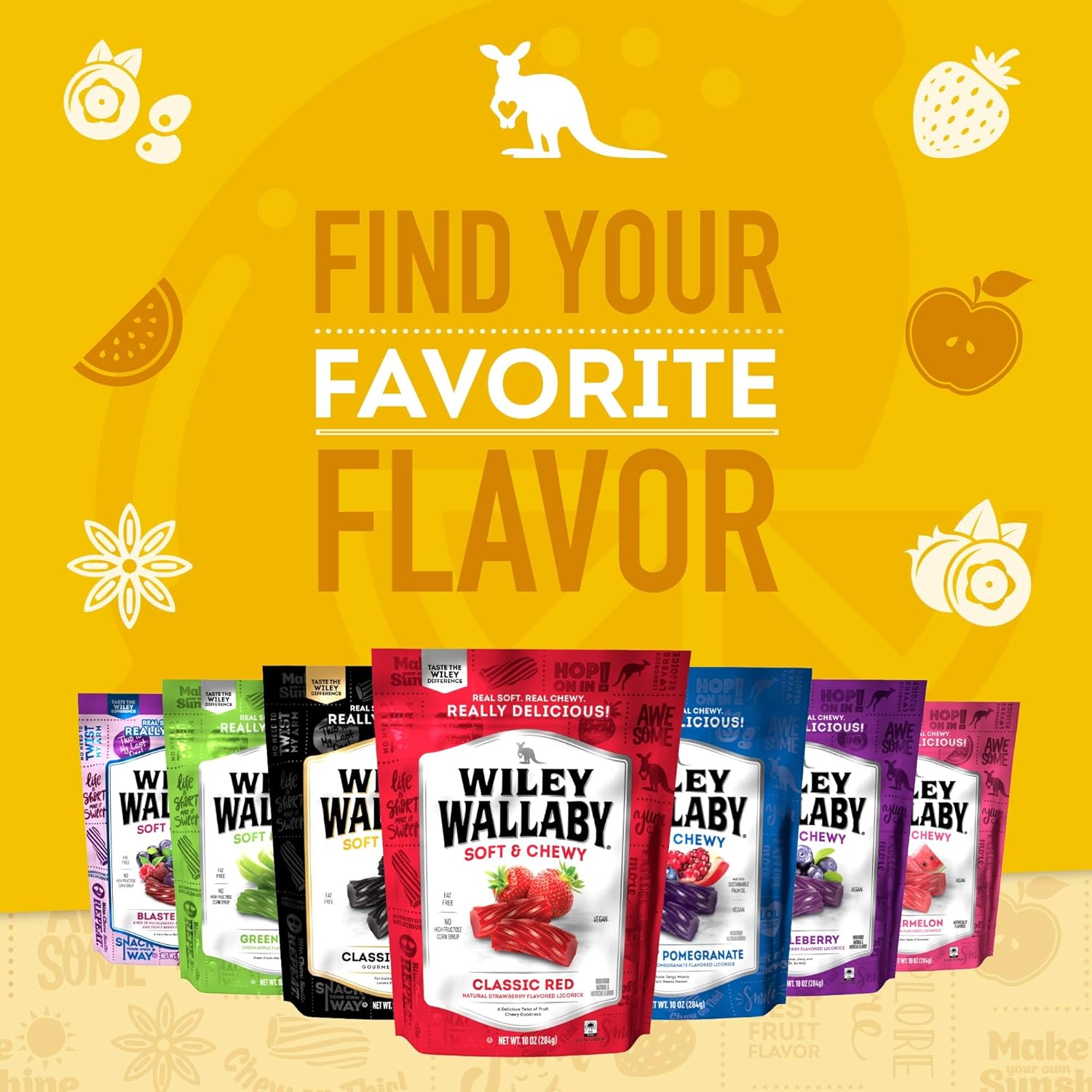 Wiley Wallaby Licorice – Portable Lemonade Licorice Pouch for Picnics, Patio Parties, and Park Outings