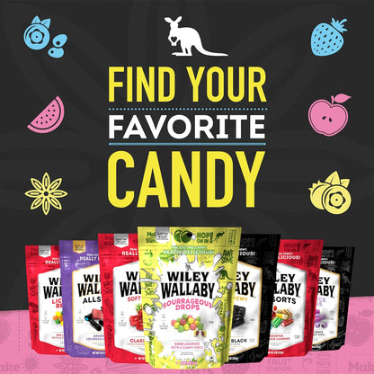 Wiley Wallaby Soft Chewy Licorice Variety – Grab and Go Picnic Candy and Beach Day Snack for the Whole Family