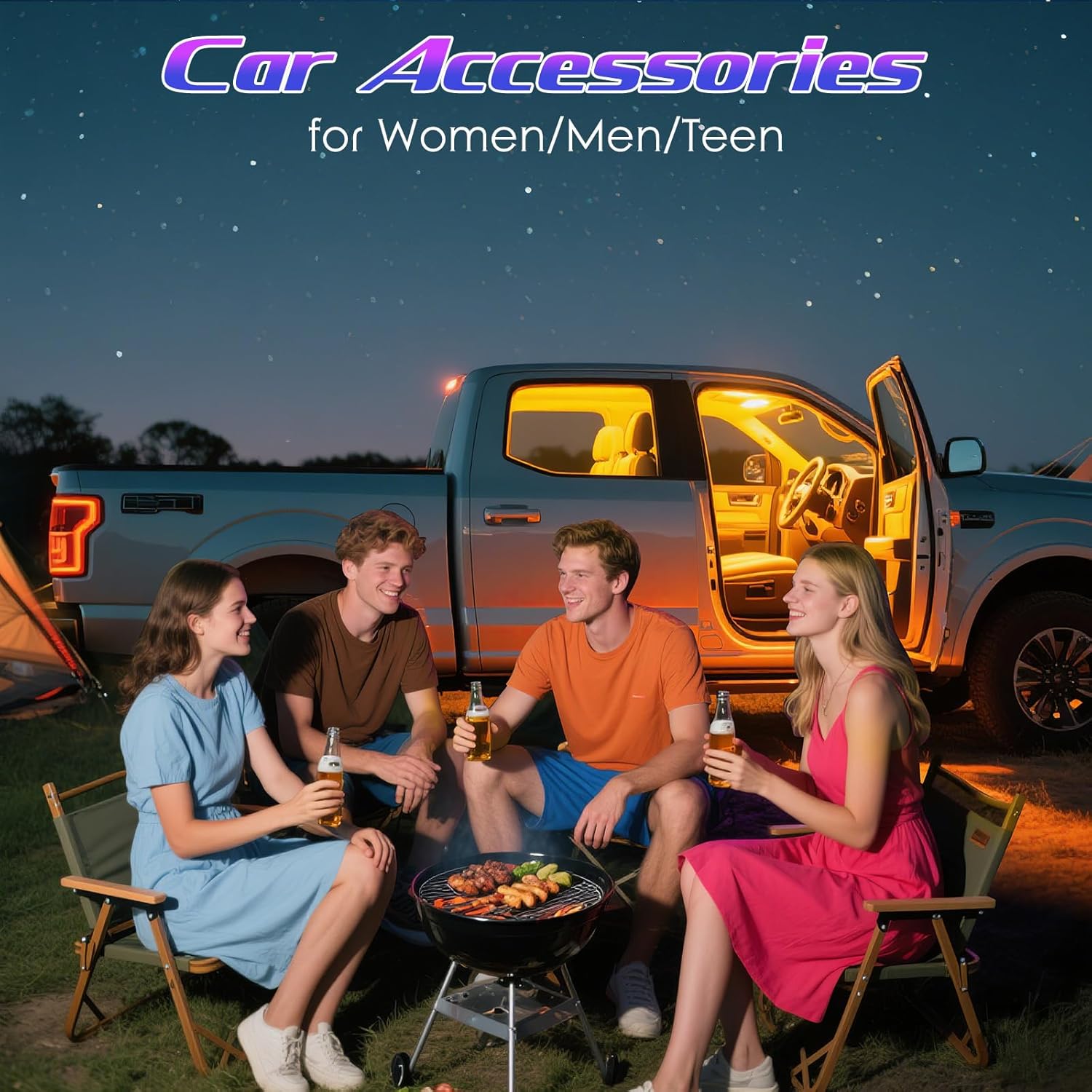 Winzwon App Controlled Car Light Strip – Kid Friendly Color Changing Interior Glow, No Heat No Flame Auto Off Timer