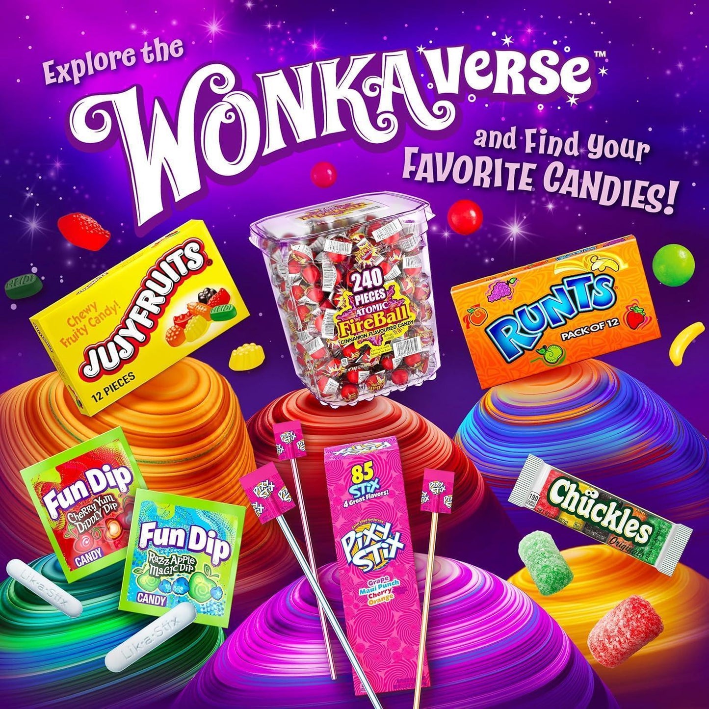 Wonka Spree Original Hard Candy – Midday Work Pick-Me-Up, Five Flavors in 12 oz Resealable Bag