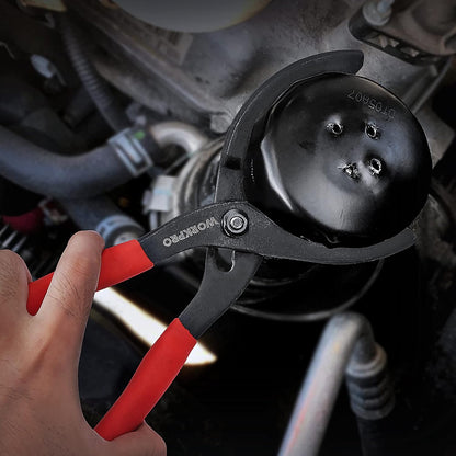 WORKPRO Adjustable Filter Pliers 2-3/8 to 4-1/2 Inch – Mobile Repair Van Essential, One Tool Covers Most Light Truck Filters