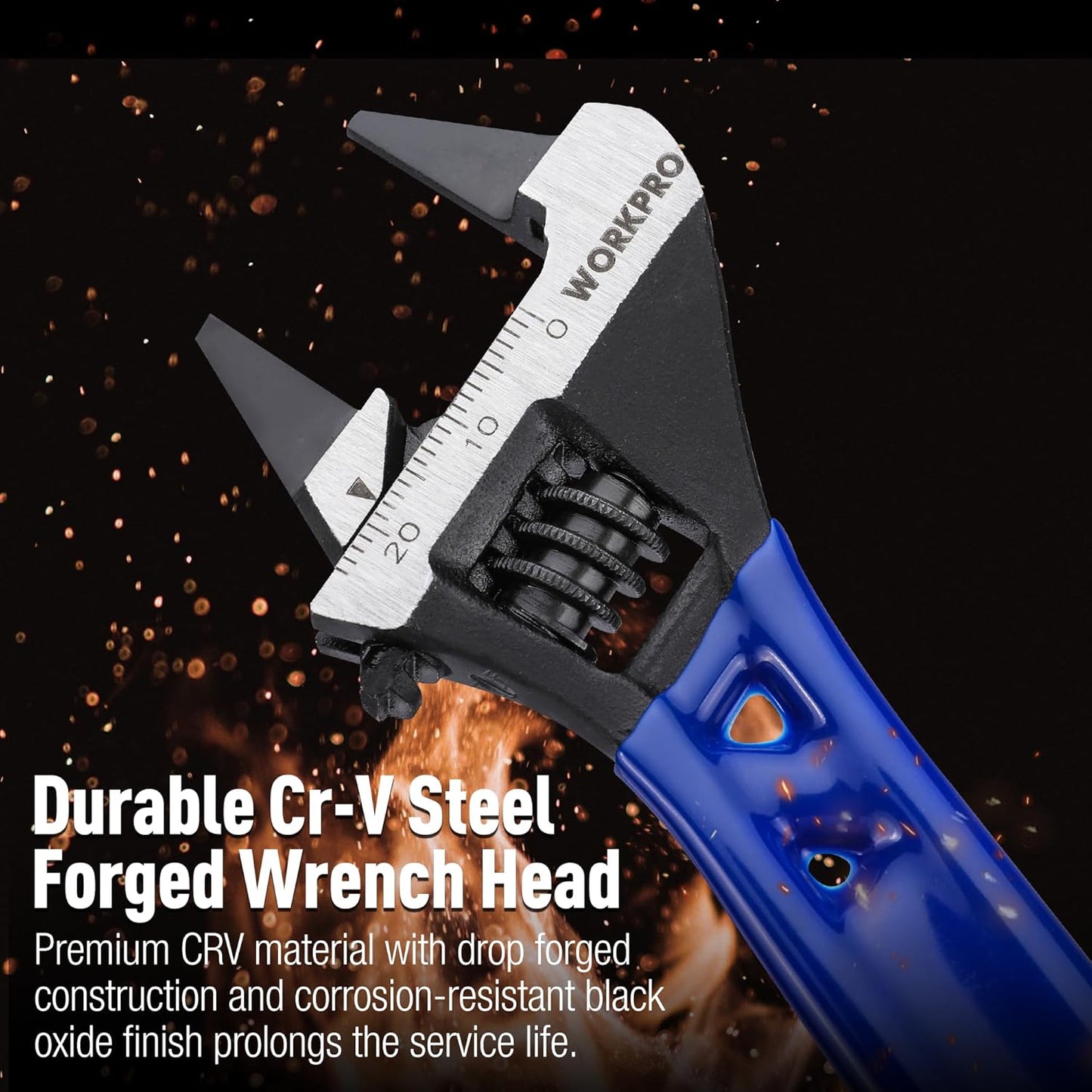 WORKPRO Slim Jaw Adjustable Wrench – One Compact Wrench Replaces Multiple Sizes in a Clean Toolkit
