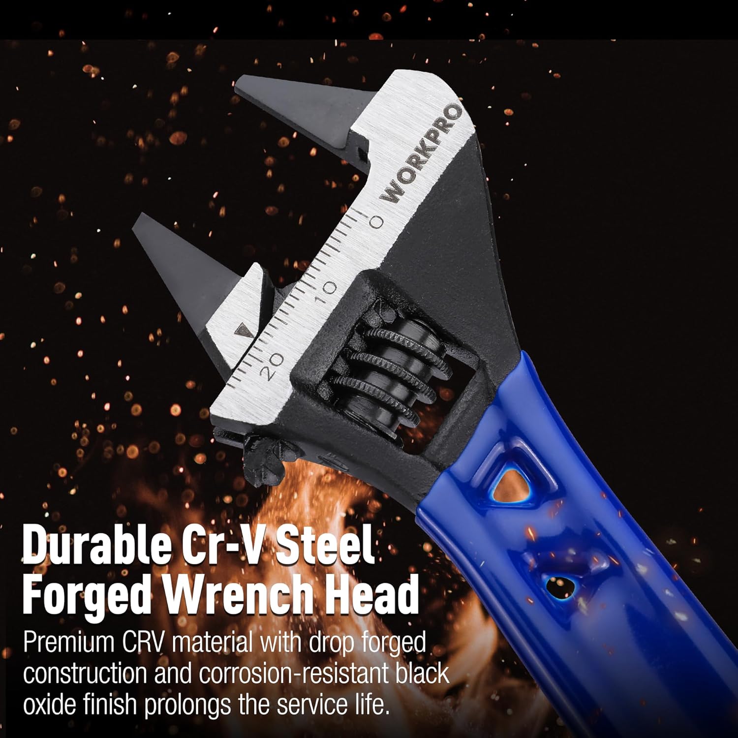 WORKPRO Slim Jaw Adjustable Wrench – One Compact Wrench Replaces Multiple Sizes in a Clean Toolkit