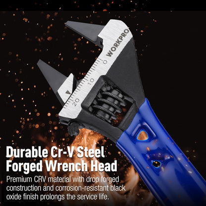 WORKPRO Slim Jaw Adjustable Wrench – One Compact Wrench Replaces Multiple Sizes in a Clean Toolkit