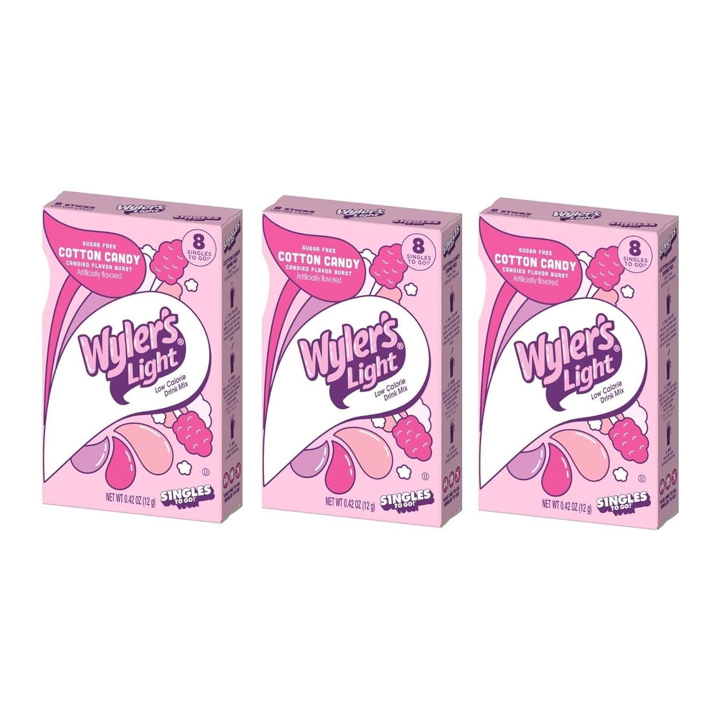 Wyler's Light Cotton Candy Single Serve Packets - Convenient Flavor Boost for Commute Water Bottles and Workday Focus
