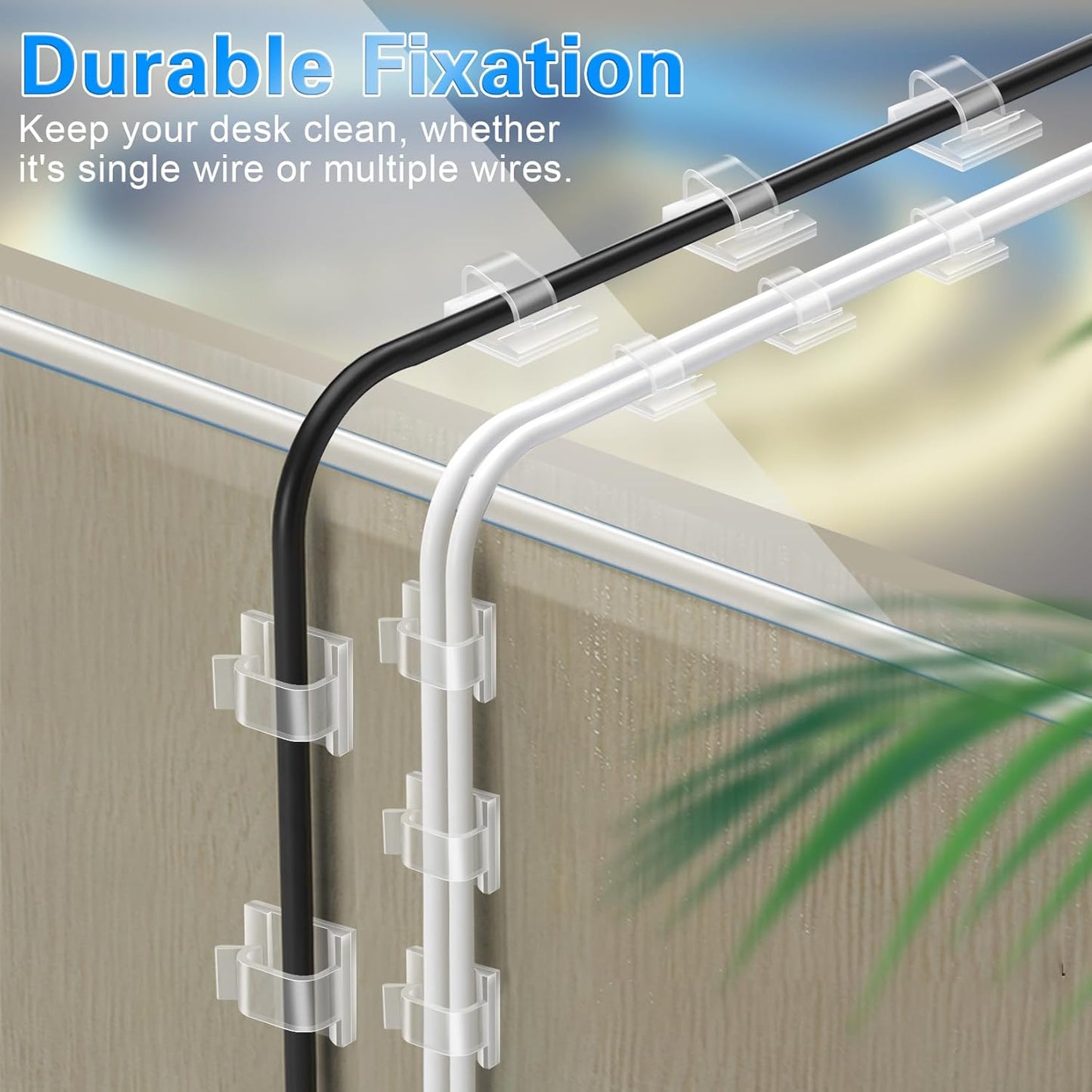 XHF Minimalist Adhesive Cord Clips for Intentional Living Spaces, Neutral White Wire Management