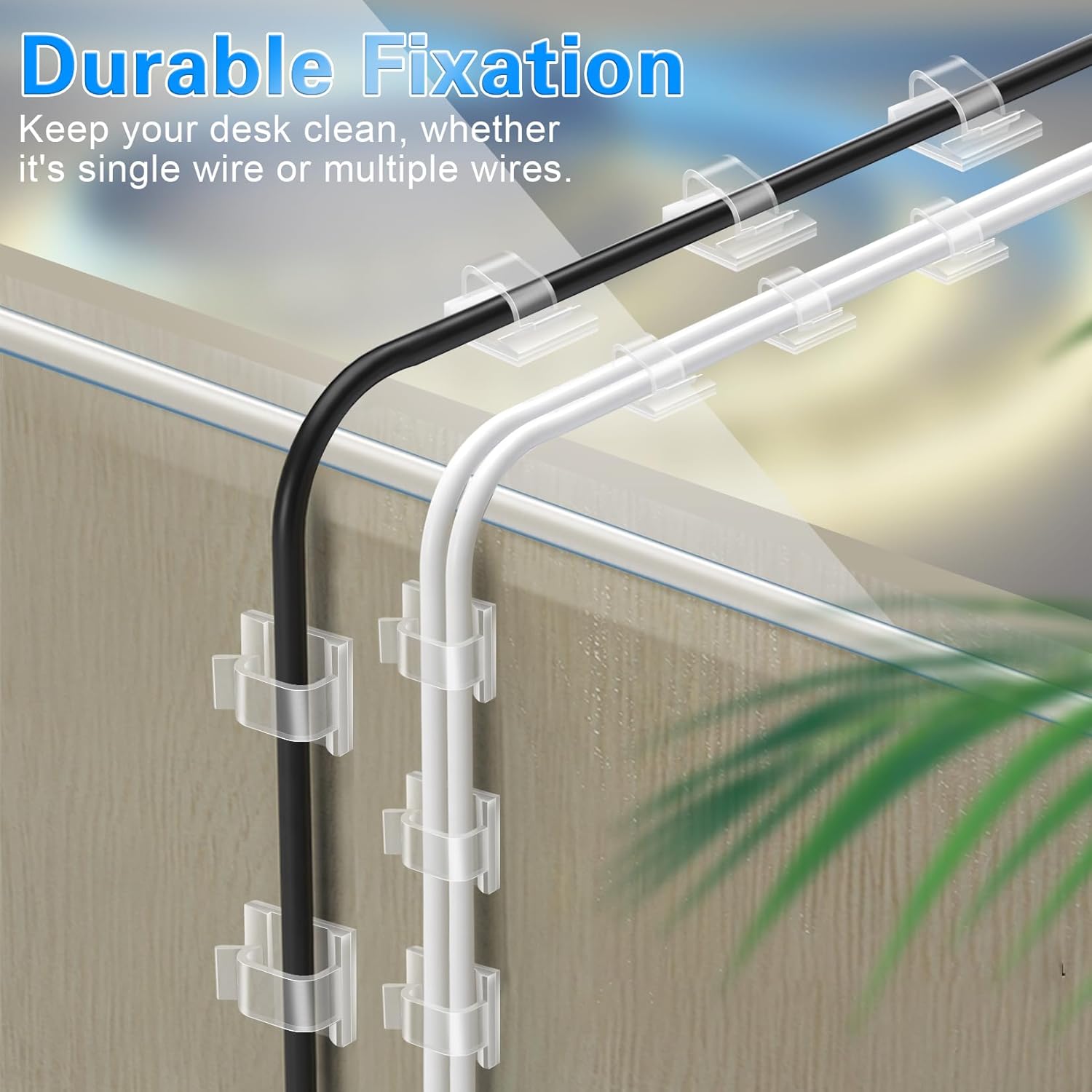 XHF Minimalist Adhesive Cord Clips for Intentional Living Spaces, Neutral White Wire Management