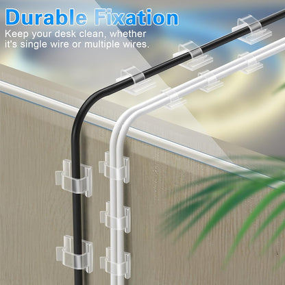 XHF Minimalist Adhesive Cord Clips for Intentional Living Spaces, Neutral White Wire Management