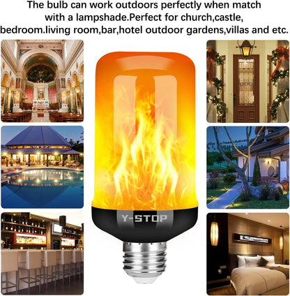 Y-STOP Flame Effect Light Bulb – Flickering Amber Glow for Living Room Aesthetic and Cozy Bedroom Decor, 2 Pack