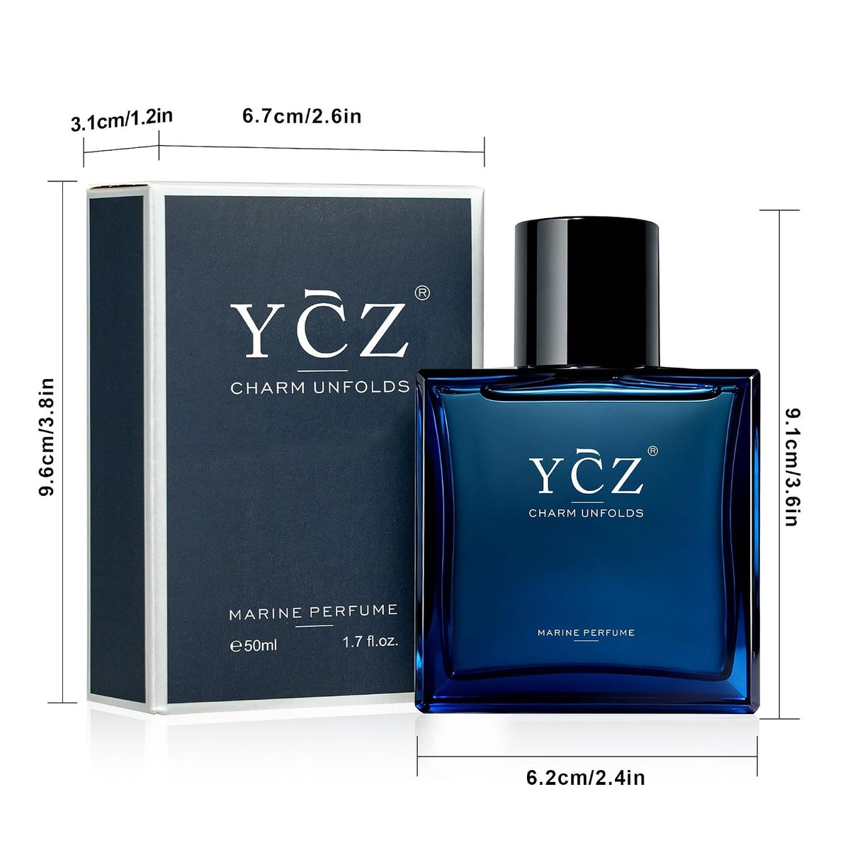 Ycz Midnight Marine Eau de Parfum – Pure and Simple Masculine Scent, 1.7 Fl Oz Everyday Cologne