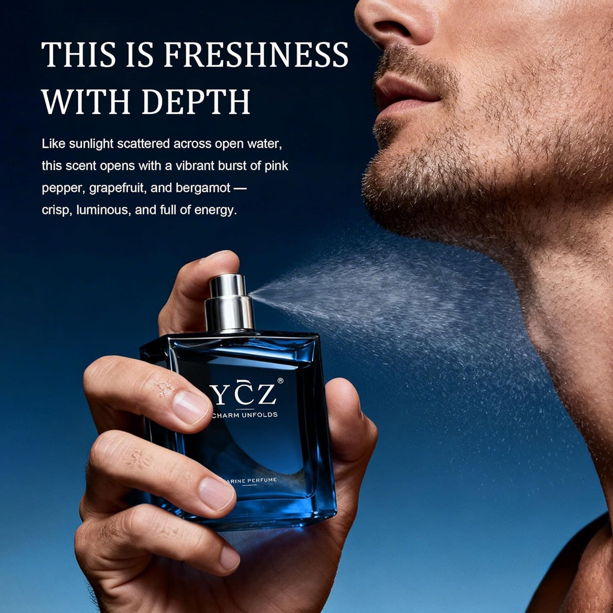 Ycz Midnight Marine Eau de Parfum – Pure and Simple Masculine Scent, 1.7 Fl Oz Everyday Cologne