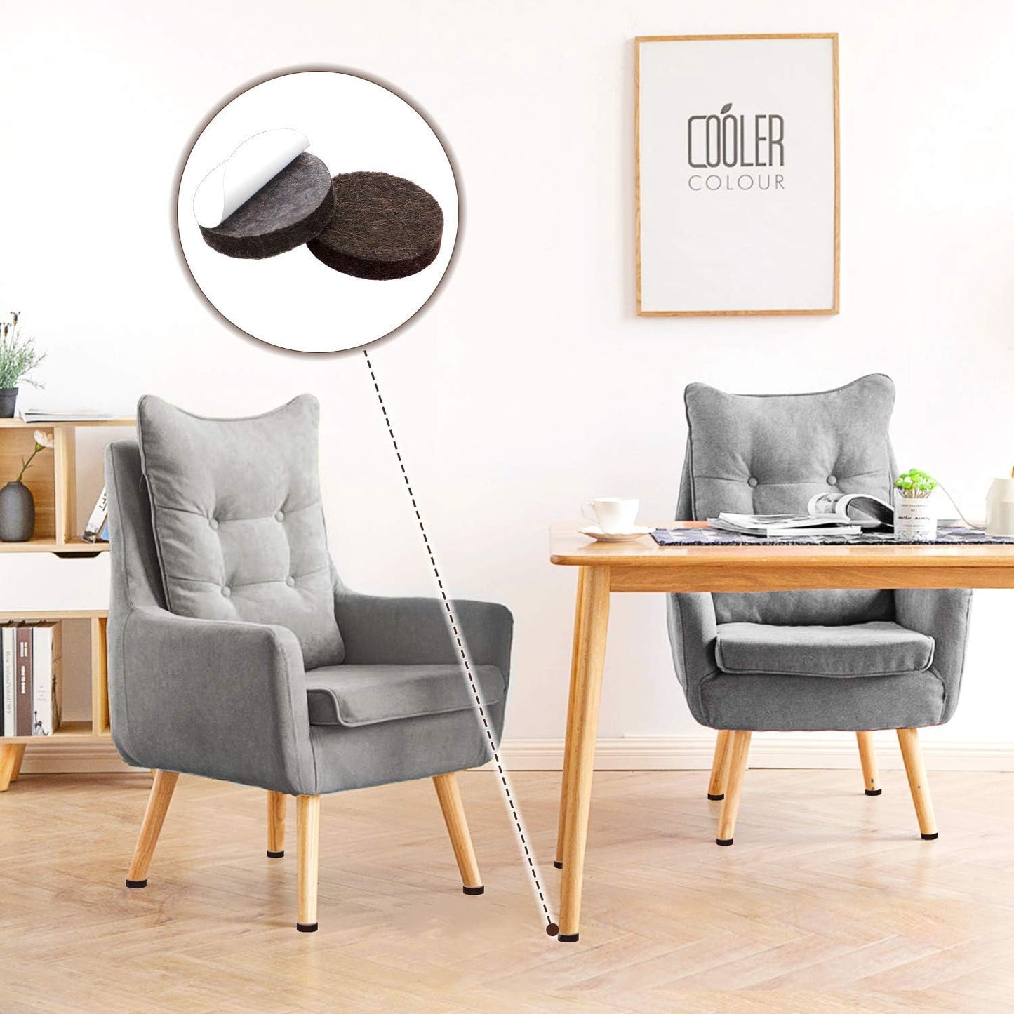 Yelanon Premium Felt Pads for Chair Legs - Secure Self-Stick Design Keeping Furniture Stable and Floors Safe for Kids and Pets