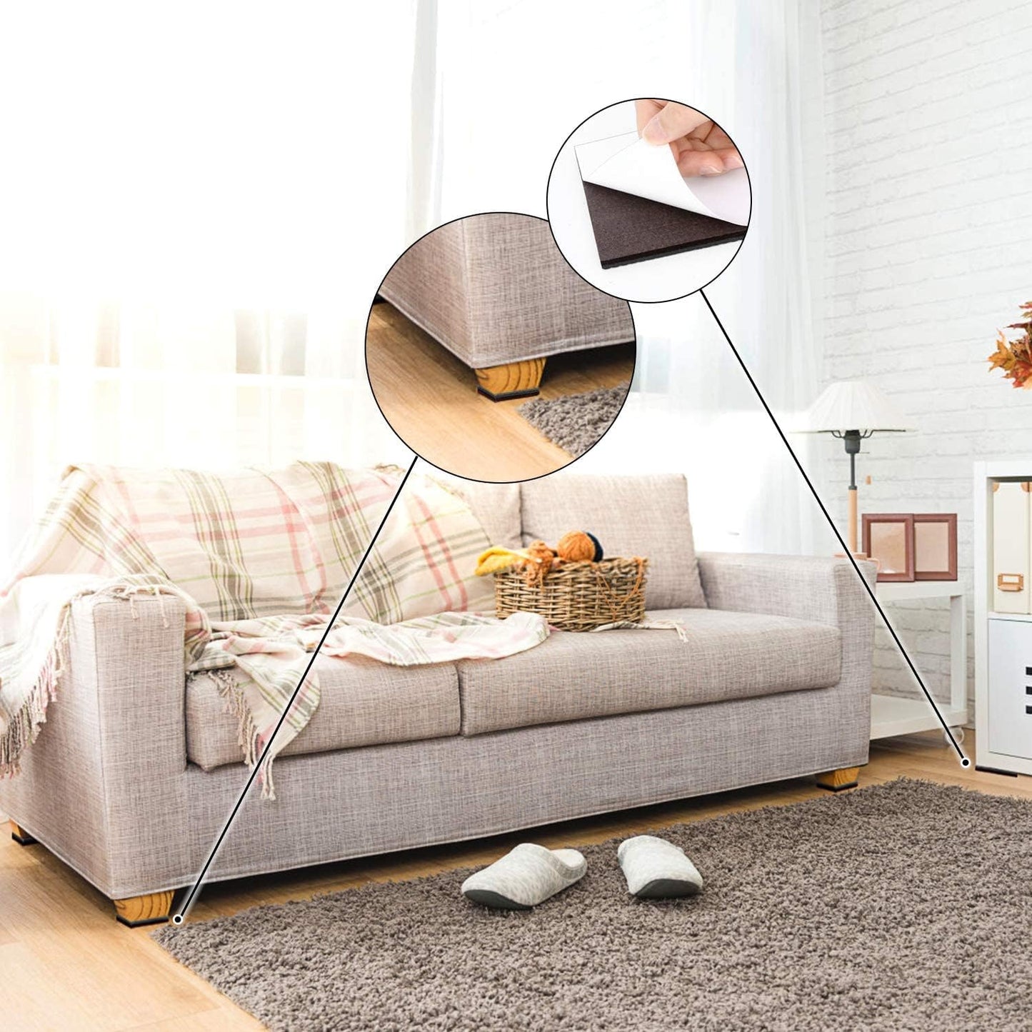 Yelanon Self Adhesive Furniture Grippers – Kid-Safe Pads That Stop Beds, Chairs and Tables From Sliding