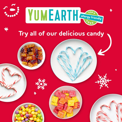 YumEarth Organic Candy Cane Lollipops - Worry Free Christmas Candy for Mixed Diet Family, Top 9 Allergen Free Lollipops, 30 Individually Wrapped
